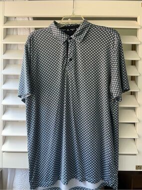 Kenneth Cole Blue & White Patterned Polo